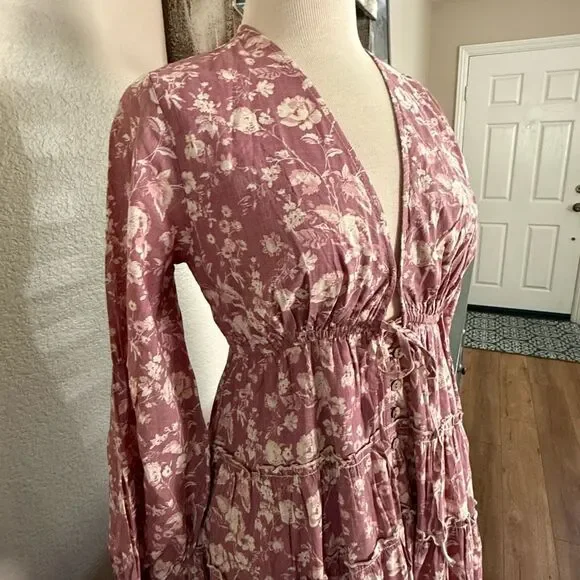 NWT Free People Womens Tiered Pappiet Midi Dress Current Rose Medium - Picture 8 of 16